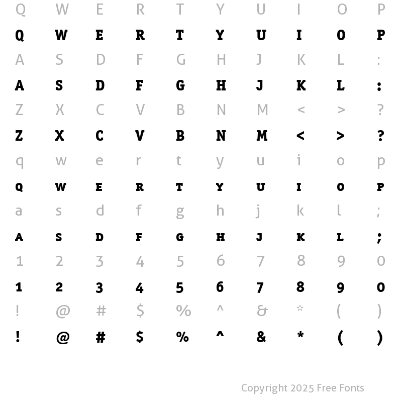 Character Map of OfficinaSerMdSCITCTT ExtraBold