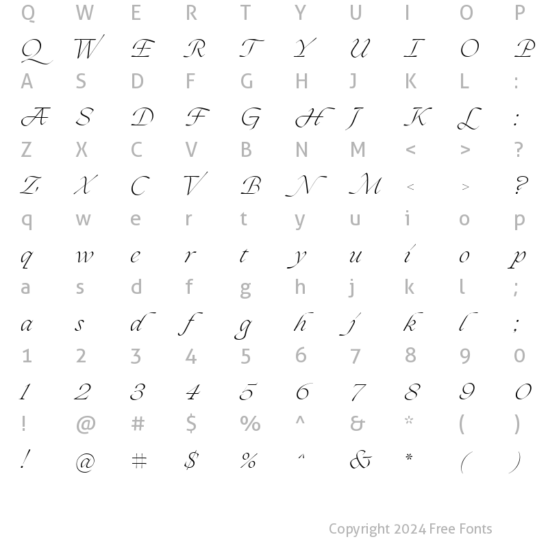 Character Map of Ogg Light Italic