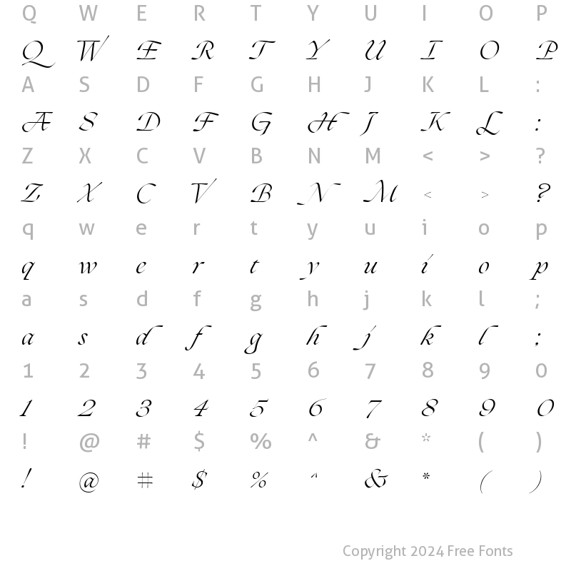 Character Map of Ogg Regular Italic
