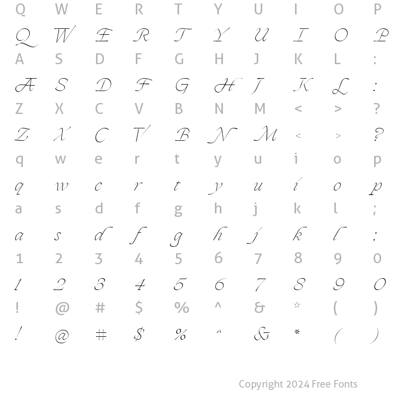 Character Map of Ogg Thin Italic