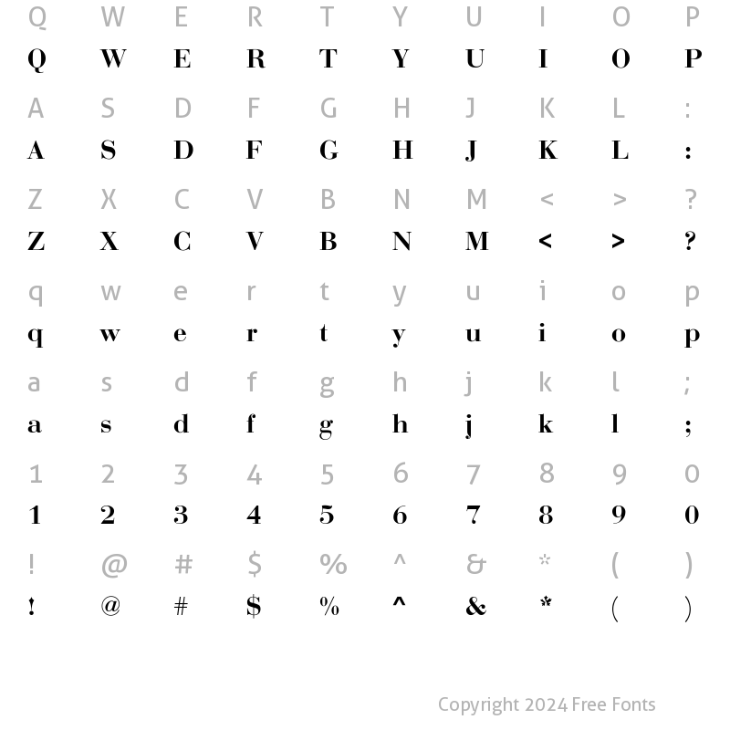 Character Map of Ogilvy Bold Regular