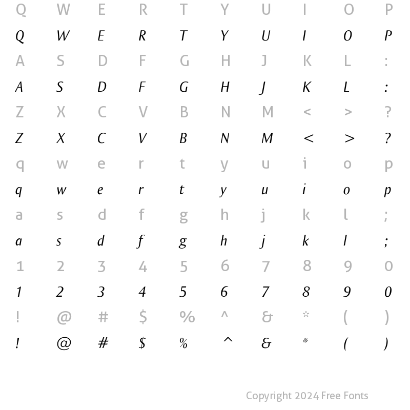 Character Map of Ogirema Italic