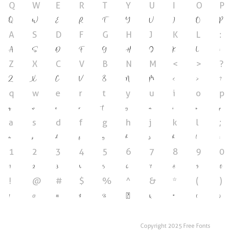 Character Map of Oh Twenty Reguler Regular