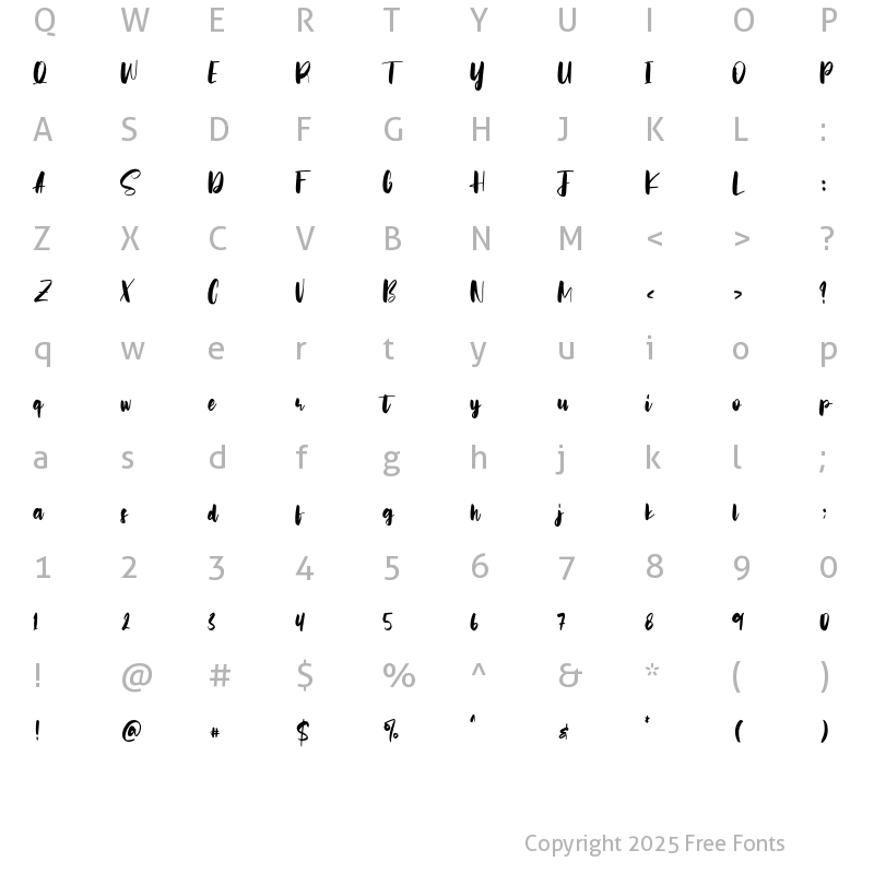 Character Map of Ohayo Billie Regular