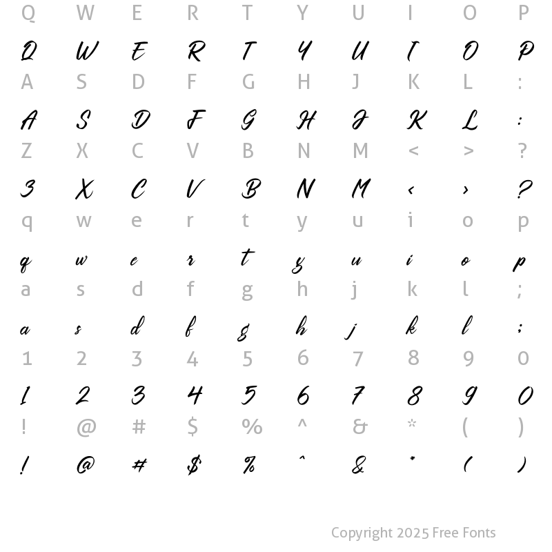 Character Map of Oheem Italic