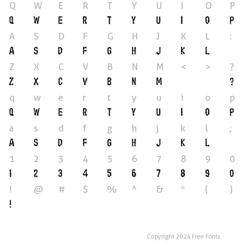 Character Map of Oil Age Heiroglyphs Regular