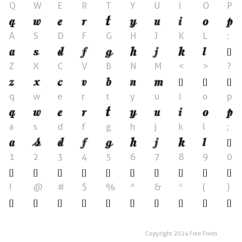 Character Map of oil Regular