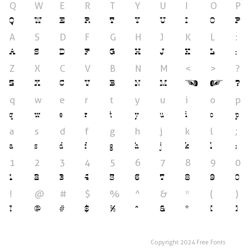 Character Map of OK Corral Lined Regular