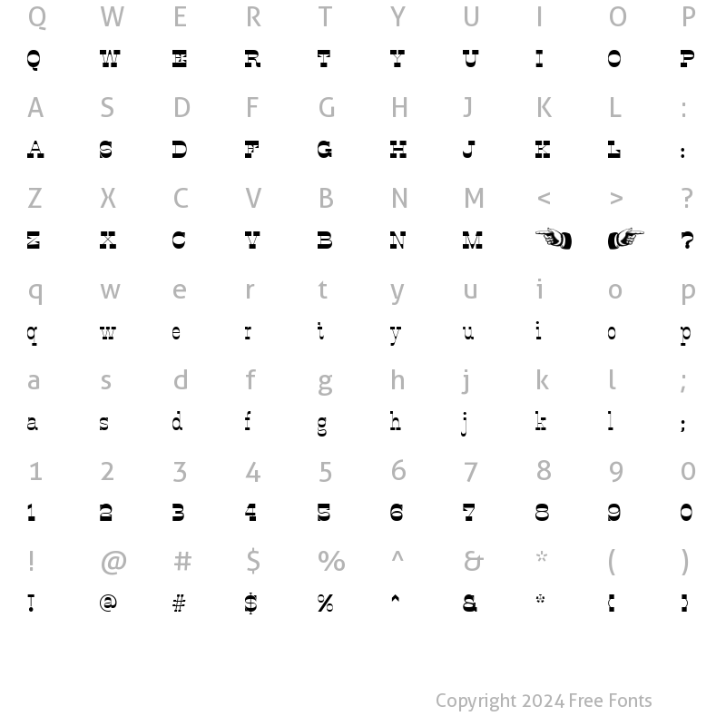 Character Map of OK Corral Regular