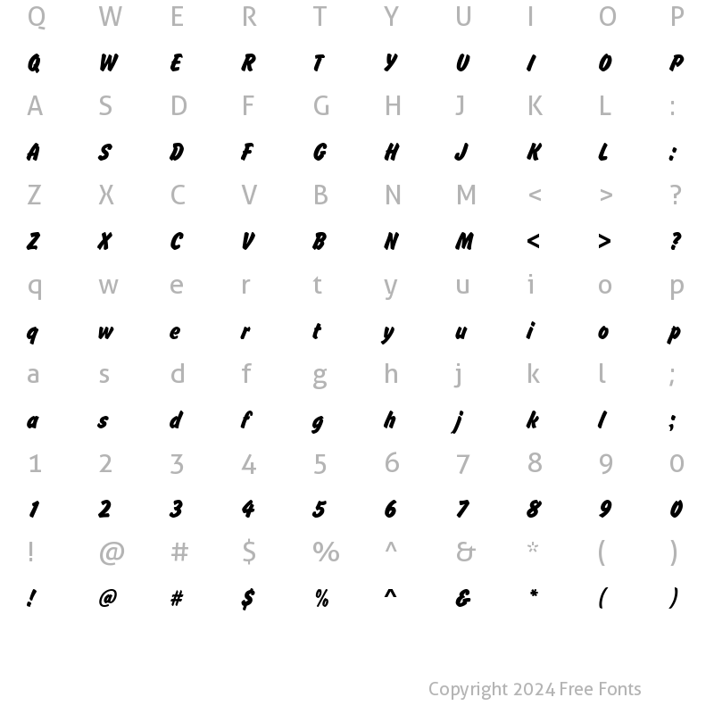 Character Map of Okay Becker Regular