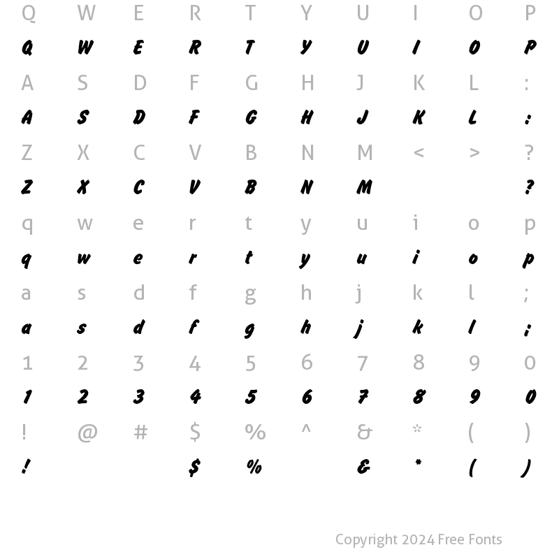 Character Map of Okay BQ Regular