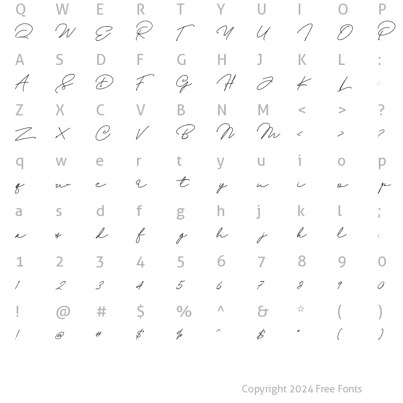 Character Map of Olagre Regular