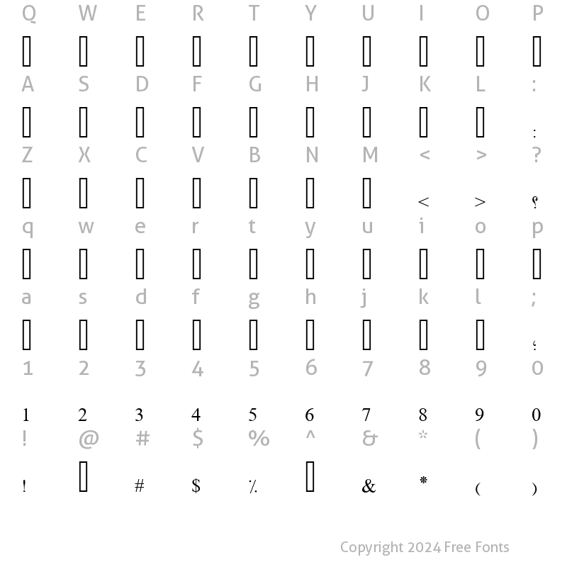 Character Map of Old Antic Bold Regular