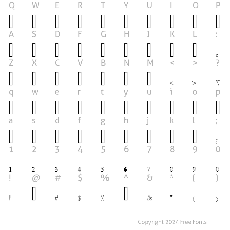 Character Map of Old Antic Outline Regular