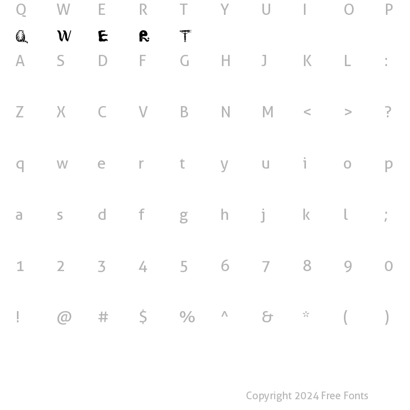 Character Map of Old Dreadful No.7 Regular