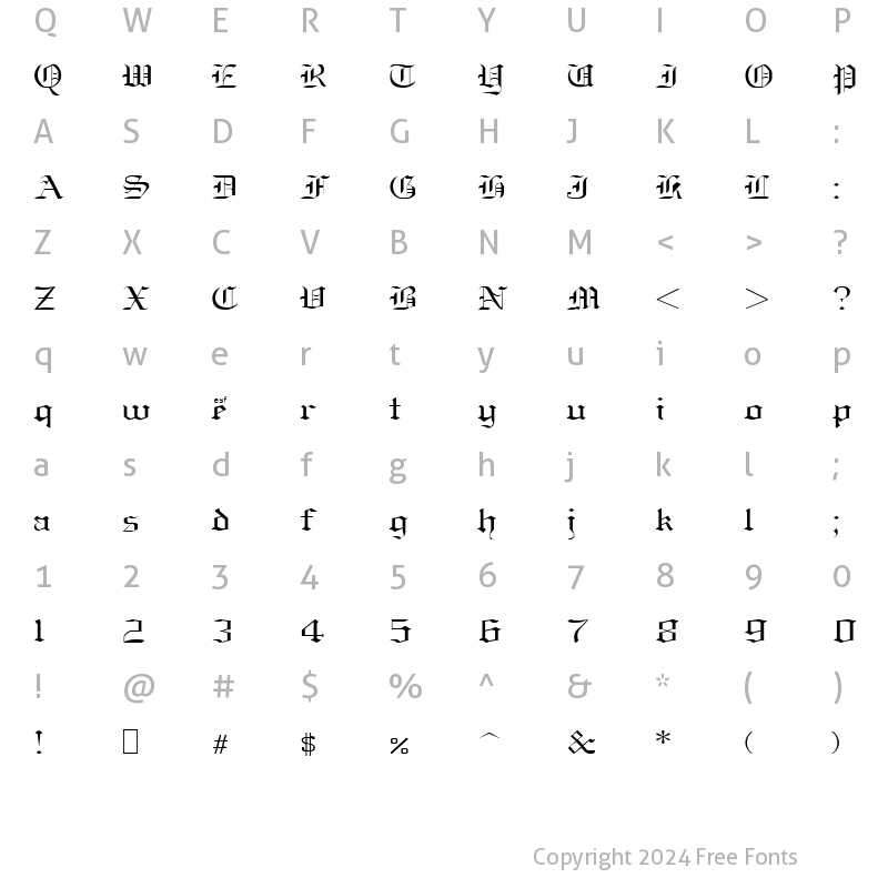 Character Map of Old-English Normal