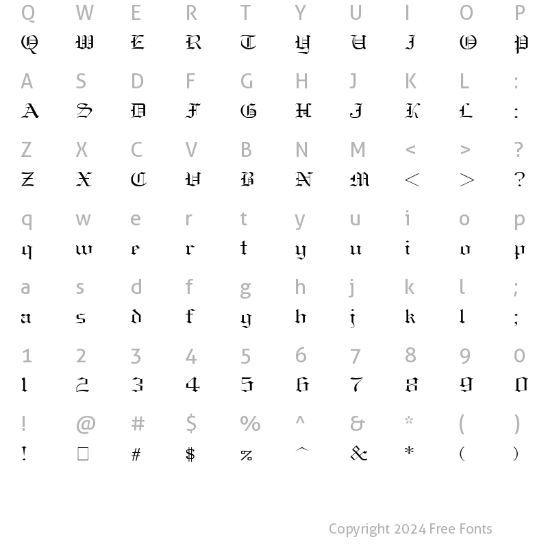 Character Map of Old-English-Nue Normal