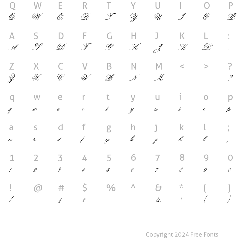 Character Map of Old Fashion Script AT Regular