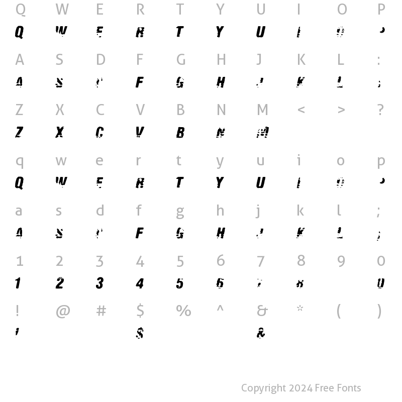 Character Map of Old Fax Regular