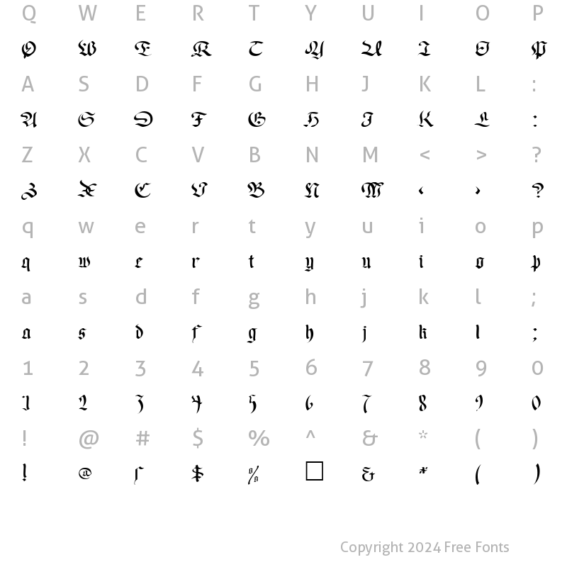 Character Map of Old Germen DB Normal