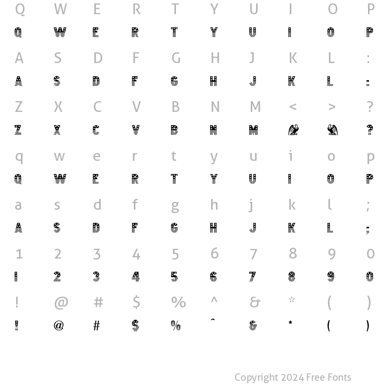 Character Map of Old Glory Regular