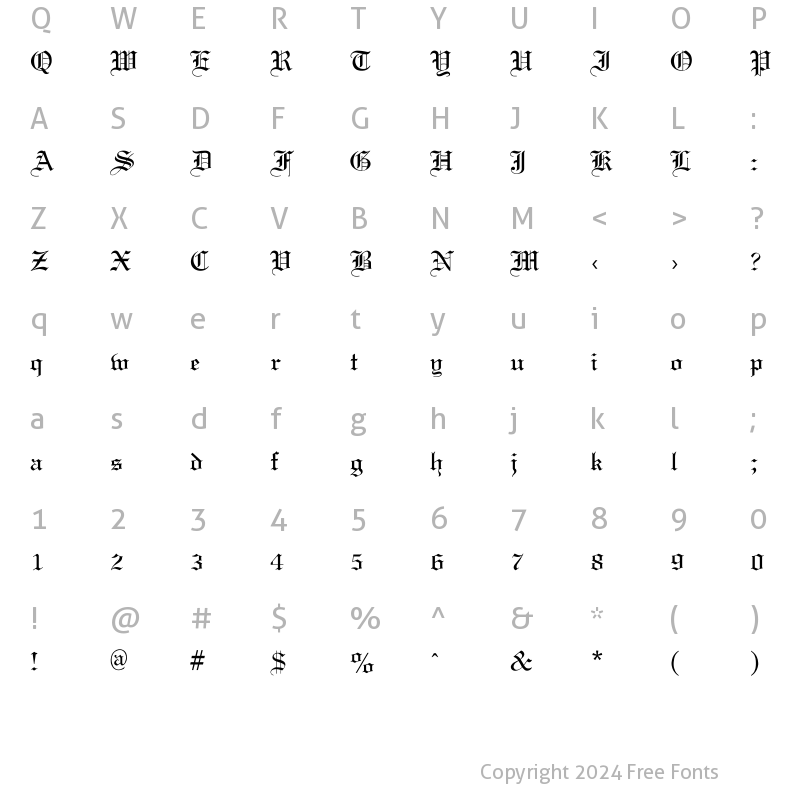 Character Map of Old Gondor Regular