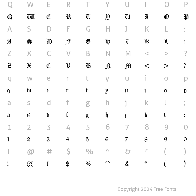 Character Map of Old London DB Normal