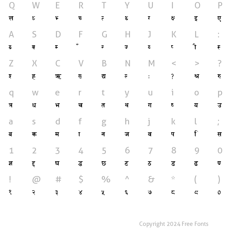 Character Map of Old Nepali Bold Regular