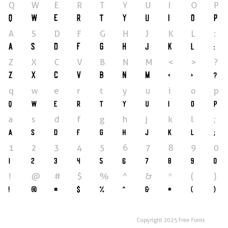 Character Map of Old Scotch Rusty Regular