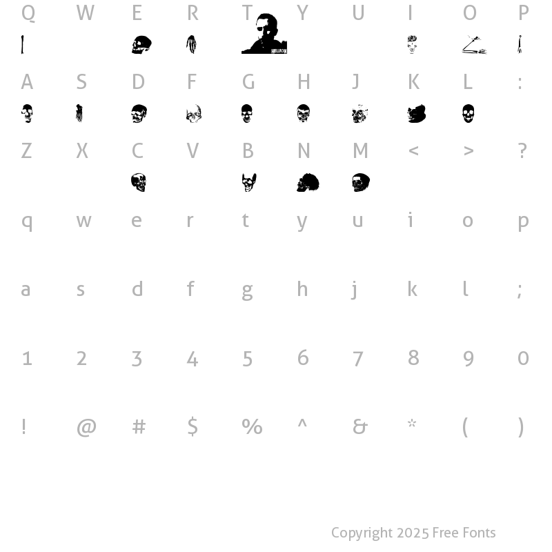Character Map of Old Skull Hellron Regular