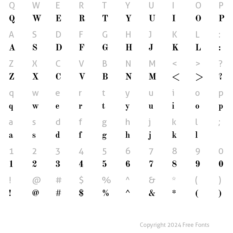 Character Map of Old Standard TT Bold