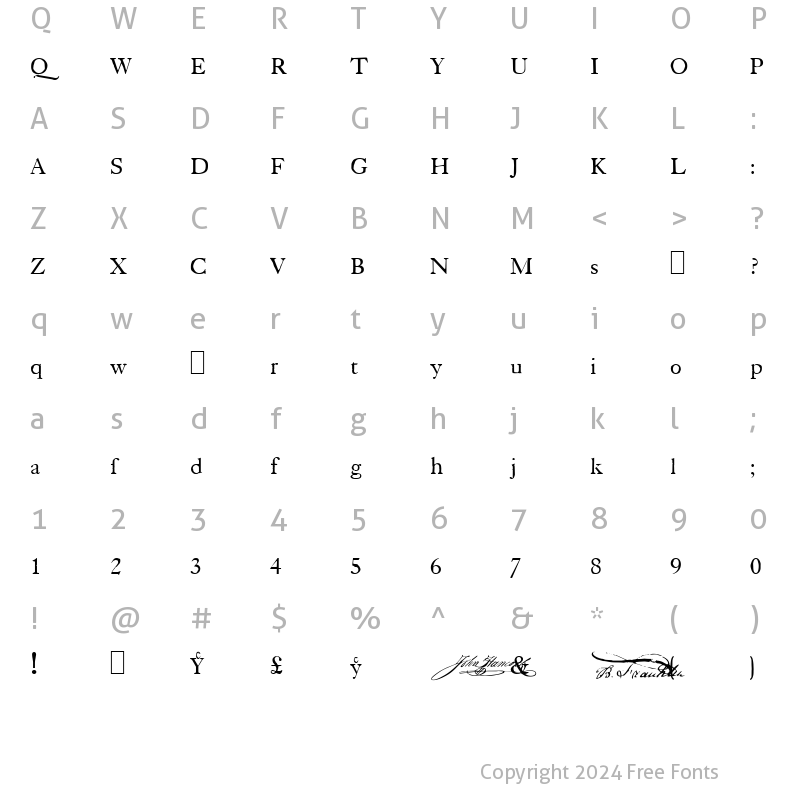 Character Map of Old State House SAMPLE Normal