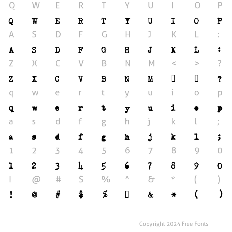 Character Map of Old Typewriter Bold