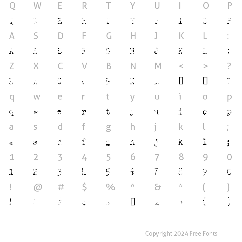 Character Map of Old Typewriter Italic