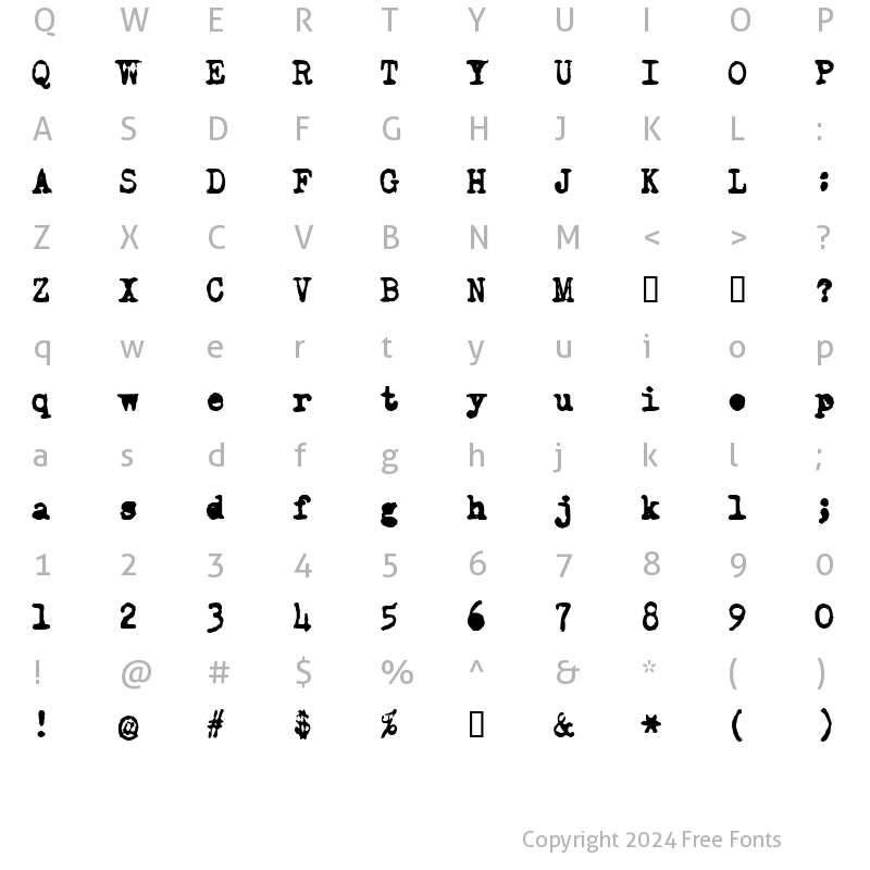 Character Map of Old Typewriter Simplified