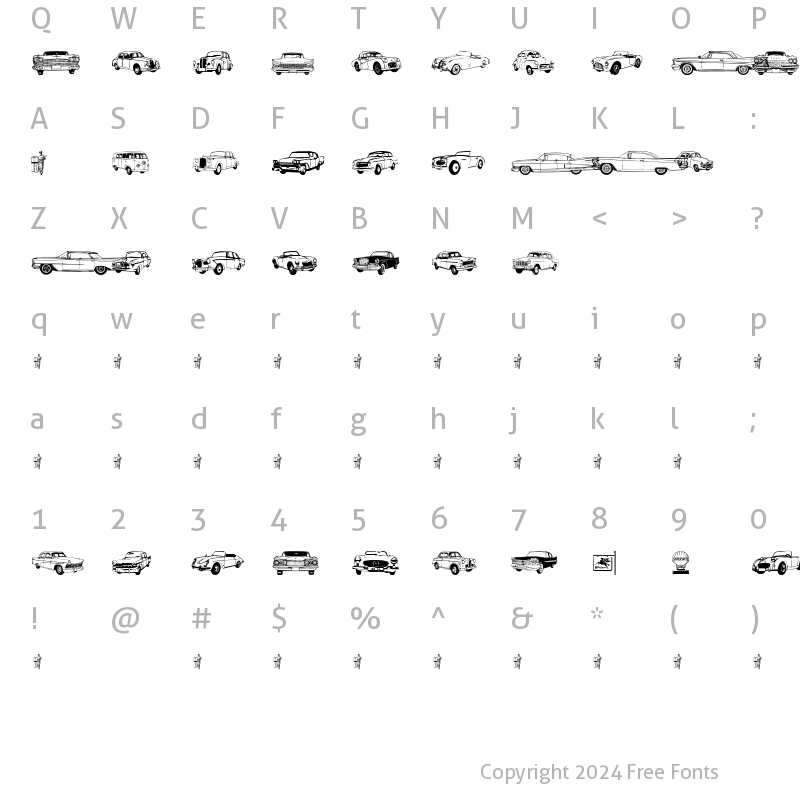 Character Map of OLDCAR Regular