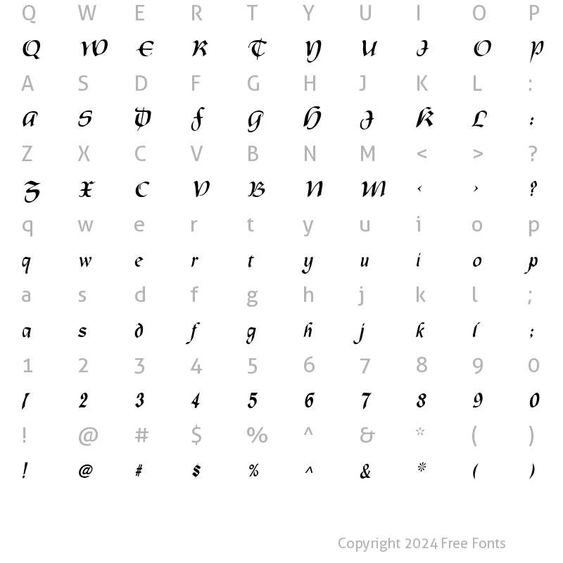 Character Map of OldCountry Italic