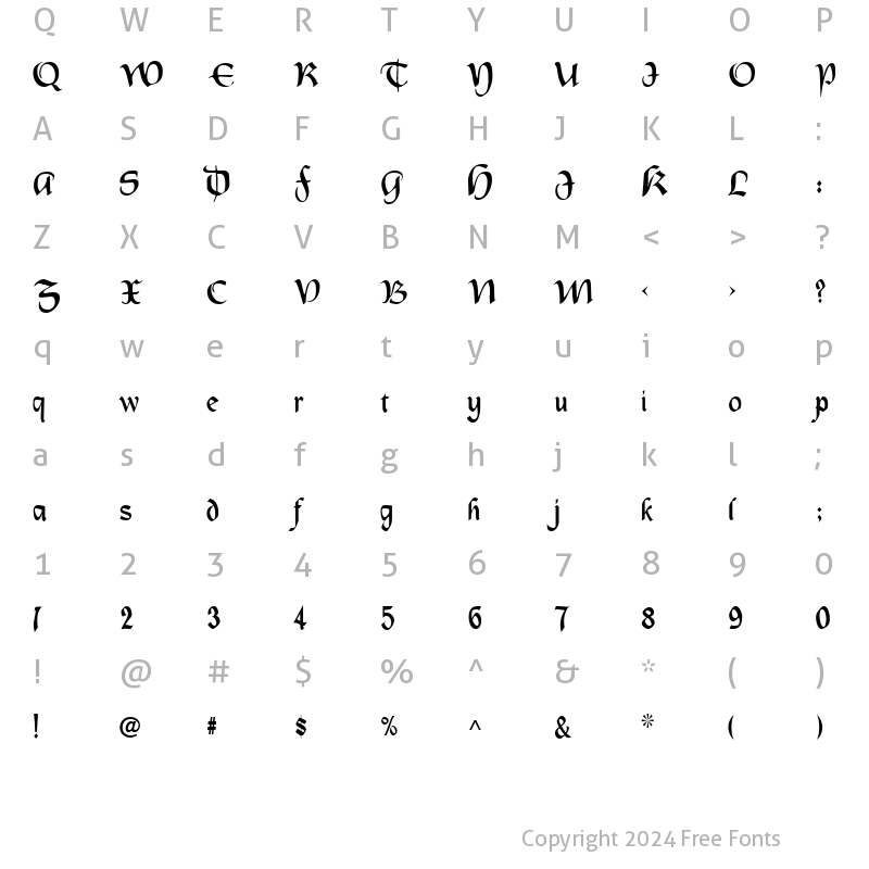 Character Map of OldCountry Regular