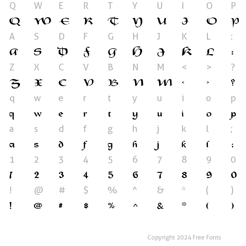 Character Map of OldCountryExtended Regular