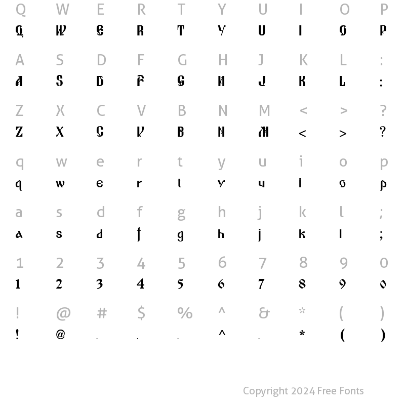 Character Map of OldCyr Bold