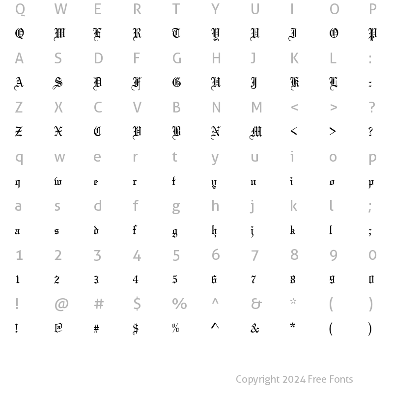 Character Map of Olde-English Normal