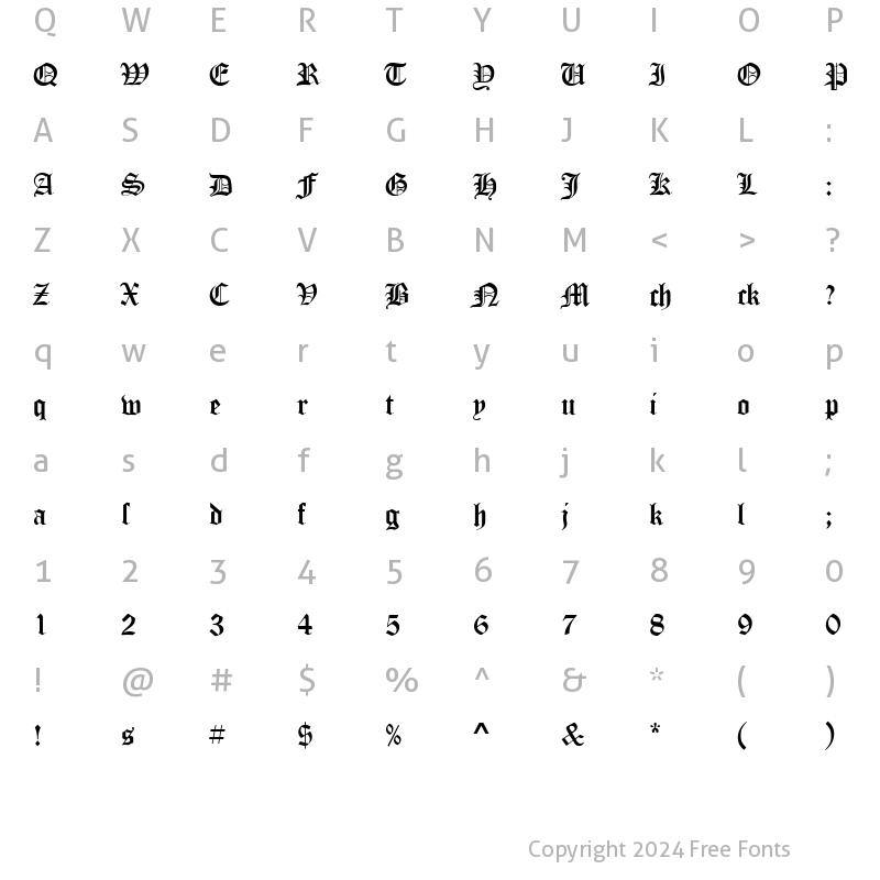 Character Map of OldeEnglish Regular