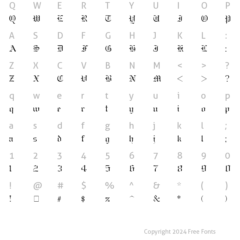 Character Map of OldEnglish Normal