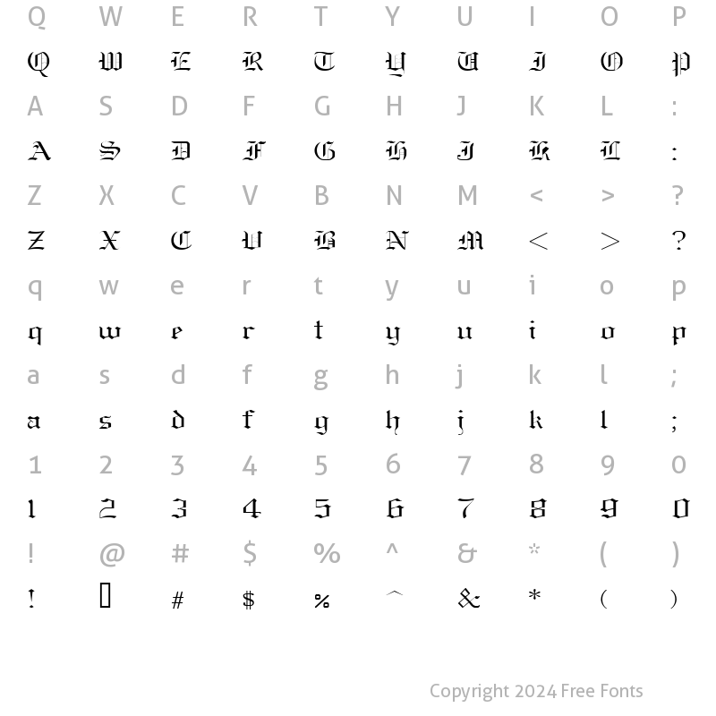 Character Map of OldEnglish Regular