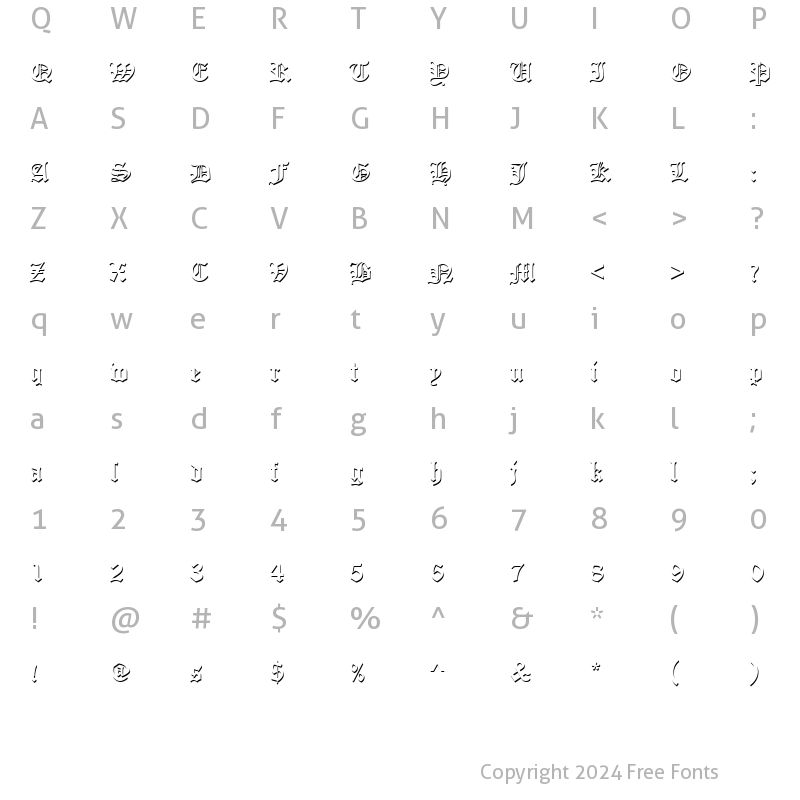 Character Map of OldEnglishOnlShaD Regular