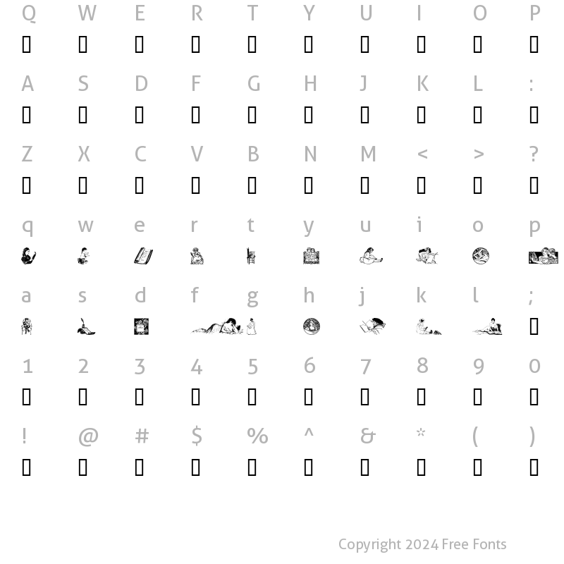 Character Map of OldFashioned Illus. Regular