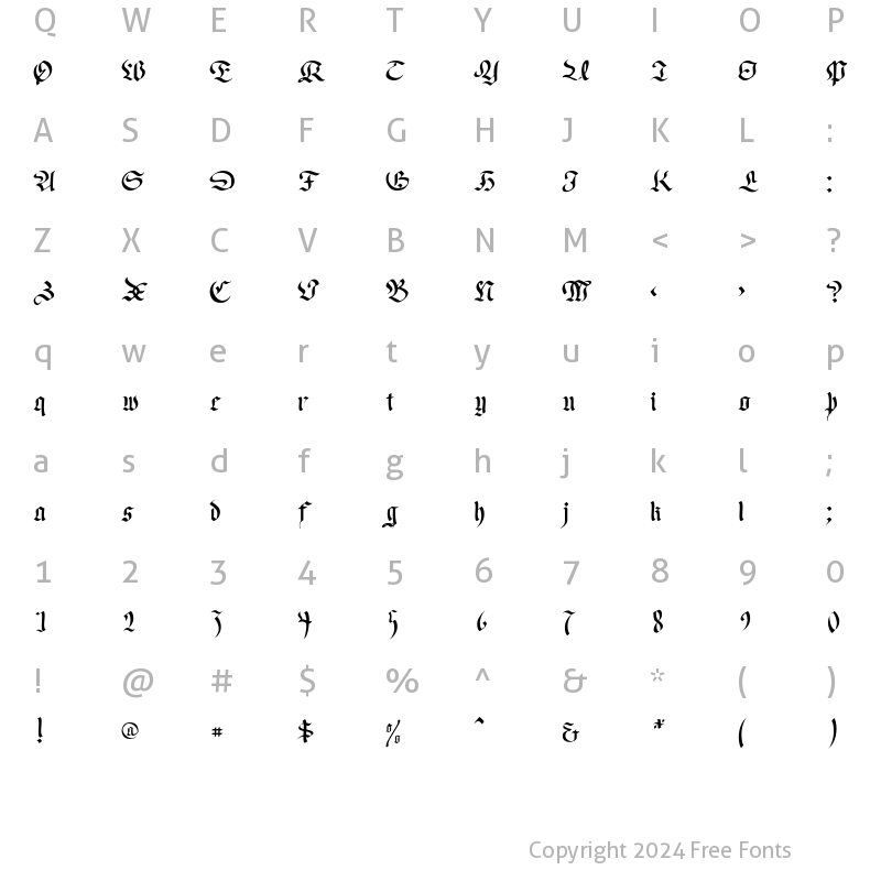 Character Map of OldGerman Regular