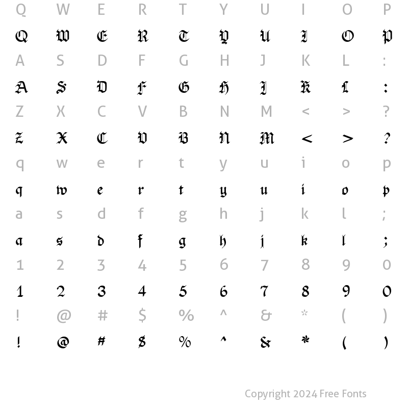 Character Map of OldHaroldRee Bold