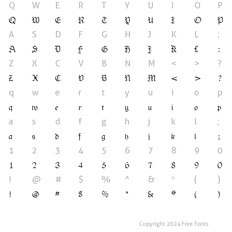 Character Map of OldHaroldRee Plain