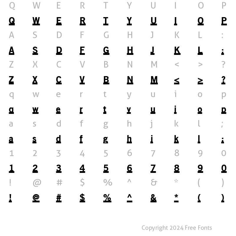 Character Map of OldSansBlackUnderline Regular